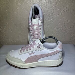 Puma Club Pearl Womens Size 7.5 Pink White Athletic Leather Shoes Sneakers